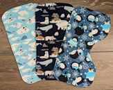 Winter Flannel Baby Burp Cloths Set of 3 Arctic Animals Penguins Handmade
