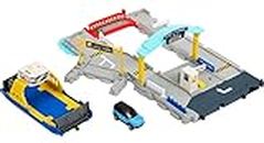 Matchbox - Matchbox Scalo Traghetti, traghetto removibile su ruote, funzioni attivabili sia dalle macchinine che dai bambini, include veicolo Land Rover Matchbox, giocattolo per bambini 3+ Anni, HMH29