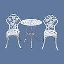 KAI LI Outdoor Furniture Bistro Set with Rose Pattern 1 Table 2 Chairs for Garden Patio Porch (Rose-White)