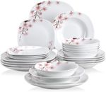 24-teiliges Abendessen Set Porzellan Blumen Geschirr kleine große Teller Schalen Set für 4