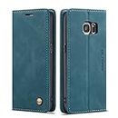 QLTYPRI Case for Samsung Galaxy S7, Vintage PU Leather Wallet Case Card Slot Kickstand Magnetic Closure Shockproof Flip Folio Case Cover for Samsung Galaxy S7 - Blue