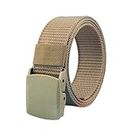 YBJJK Non-metallic Non-magnetic Buckle Nylon Belt, Plastic Belt Buckle, Nylon Belt for Men Women (BROWN)