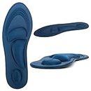 Runee Memory Foam Comfort Insole - Help Against Plantar Fasciitis and Foot Pain. Cushioning Metatarsal, Arch Support and Heel Support (Navy, Small)