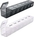 Large Weekly Pill Organizer, Sukuos Large Daily Pill Cases for Pills/Vitamin/Fish Oil/Supplements (black+clear)