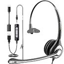 Wantek USB Headsets with Microphone for PC, Stereo Computer Headset with Mic Noise Reduction & in-line Control, 3.5mm/USB Wired Headphones, PC Headset with Mute for Zoom Skype Webinar Home Office