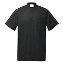 BLESSUME Church Clergy Men's Tab Collar Clergy Shirt Long/Short Sleeves…, Black 1 (Short Sleeve), 18.5" Neck