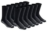 Dickies Men's Dri-Tech Moisture Control Crew Socks Multipack, Black (12 Pairs), 6-12