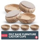 8 Premium Felt Castor Cups Non Slip Caster Floor Chair Leg Furniture Protectors