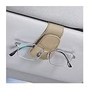 Sunglasses Holders for Car Sun Visor, Leather Eyeglasses Hanger Mounter, Magnetic Glasses Holder and Ticket Card Clip, Auto Interior Accessories Universal for SUV Pickup Truck (Beige)