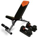 GRIT Elite 11-55 LB Adjustable Dumbbells and Workout Bench, Weight Bench Set