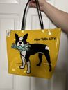 Marc Tetro Yellow New York City Boston Terrier Vinyl Tote & Makeup Bag
