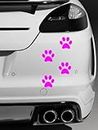4 x Dog Paw Prints , Quality vinyl car stickers / Decals (Pink)