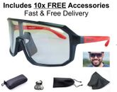 Cycling Glasses Pro Spec UV400 Photochromatic Tough Light Comfy 10x FREE extras