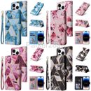 Case for iPhone 14 13 12 11 Pro Max Plus XS 8 7 6 Leather Marble Pattern Wallet