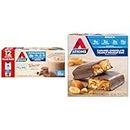 Atkins Milk Chocolate Protein Shake 12 Count, Caramel Chocolate Peanut Nougat Snack Bar 5 Count Bundle