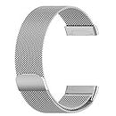 T TECLUSIVE Luxury Metal Magnetic Strap Compatible for Fitbit Versa 4 / Versa 3 / Versa Sense/Sense 2 | Adjustable Magnetic Loop Band Chain for Versa 3 / Sense (Silver)