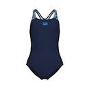 ARENA Performance Girls' Pacific Swim Pro Back Sporty Swimsuit Pool Training Swim Team Competitions One Piece Kids' Bathing Suit, US Size 8-10 Jr/26, Navy/Blue