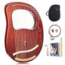 VixxNoxx Lyre Harp, 16-String Mahogany Lyra Harp Kit, Stringed Musical Instruments with Tuning Wrench Bag Instructions Extra Strings for Beginners Adults