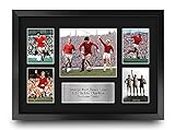 HWC Trading FR A3 Best Charlton Law The United Holy Trinity Gifts Printed Signed Autograph Picture for Football Fans and Supporters - A3 Framed