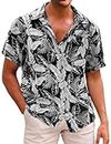 Svanco Camisa Hawaiana Hombre Manga Corta Camisas Tropicales Playa Camisa Algodón Camisas para Hombres Casual Aloha Camisas Verano Botón Abajo Camisa Floral Men Hawaii Shirt Hawaiian Shirts Negro M
