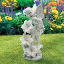 GardenKraft 10969 Solar Light-Up Fairy Ornament / Faux Stone Garden Statue