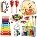 LOOIKOOS Baby Musical Toys ,Musical Instruments for Toddlers 1-3 Kids Wooden Music Shakers Percussion Instruments Tambourine Birthday Gifts Present with Carrying Bag