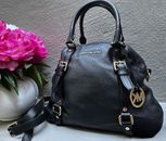 🖤👜michael kors leather Bedford Bowling Satchel black handbags 🖤👜