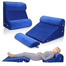 WDBBYL 4PCS Adjustable Bed Wedge Pillow Sleeping Support Set 100% Memory Foam for Post Suregery Recovery, Back Neck Leg Pain Relief,Acid Reflux and GERD,Sitting Reading (Royal Blue)