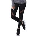 Libella Legging pour Femme Pantalon de Course à Pied avec empiècements en Mesh Fitness Yoga Pantalon de Sport 4107 Noir L/XL