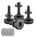 Furniture Levelers Adjustable Height Furniture Leg Heavy Duty Furniture Leveling Feet for Cabinet Sofa Table Chair Kitchen Furniture Feet with Foot Pads, 3/8”- 16 Thread(4 PCS，Black)