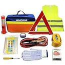 WAIZHIUA 12Pcs Car Emergency Tool Kit, Europe Roadside Assistance Auto Car Safety Kit Car Breakdown Kit with Warning Triangle, High Visibility Vest, Tow Rope, Car Safety Hammer, Storage Bag
