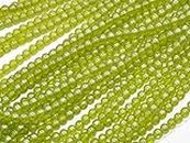 The Design Cart Peridot/Olive Green Round Pressed Glass Beads Strings (4 mm) 12 Strings - Used for Jewellery Making, Beading, Crafting and Embroidery