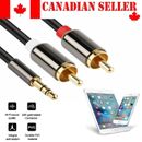 Premium Stereo Audio 3.5mm Aux Jack to 2 RCA M/M Y Cable Gold Plated 1M~5M