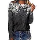 Wearhouse.Deals Clearance Prime Womens Tops Long Sleeve Summer Ethnic Floral Slim Cute Tops Crewneck Loose Fit Tshirts Crewneck Pullove Tops Blouse