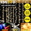 Emitto Led Curtain Fairy Lights String 8 Lighting Party Wedding Garden Decor