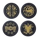 House of The Dragon Metal Coasters, Set of Four, Slip-Resistant Cork Backing, Game of Thrones Merchandise