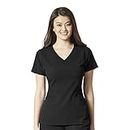 WonderWink Womens Women's Flex Back V-Neck Top Medical Scrubs Shirt, Black, Medium US