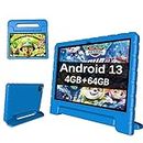 ITDULCET Kids Tablet 10 inch Android 13, 4GB RAM+64GB ROM 8000mAh Toddler Tablet for Children Teen, 2.4G & 5G WiFi, Dual Camera, 10.1'' IPS HD Screen Family Link Parent Control, 2-Year Warranty