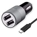 Car Charger for Samsung Galaxy Tab S9 5G Car Charger Adapter Socket Dual USB Port Kit | Rapid Quick Metel Mobile Car Charger with Type-C USB Fast Charging Cable (3.1 Amp, TDC4)