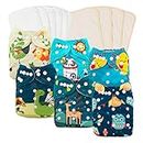 babygoal Reusable Cloth Diapers Pack of 16, Leakage Proof with Absorbent Inserts-Freesize, Rash Free, Washable Diapers for Babies Boys and Girls 0-3 Years-6 Shells+10 Pads