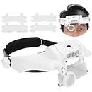 Nitya Magnifier, Glasses Magnifier Head Mount Magnifying Glass 3 LED Light Magnifying Glass with Lens Storage Box for Wear Glasses