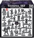 Newcombie Wildspire 58 Fantasy Miniatures Set Townsfolk Characters for DND Miniatures Bulk 28mm Dungeons and Dragons Miniatures | for DND Minis and D&D Miniatures I Character Sheets & Quests