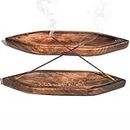 Pure Source India Natural Wood Bote Shape Incense Holder and Ash Catcher (11 X 3 Inch - 2 Pieces)