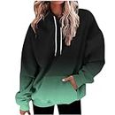 symoid black of friday sale Women's Hoodies 2023 Gradient Long Sleeve Casual Oversized Sweatshirts Loose Fit Drawstring Trendy Pullover Tops crewneck sweatshirt Green XXL