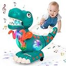 Highttoy Juguetes Niños 1 Año, Juguete de Dinosaurio Que Gatea con Música y Luces Juguetes Bebes 9 12 18 Meses Dinosaurio Juguete Musical Bebe Interactivo Regalos Niños de 1 Años