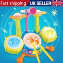 Kids Electronic Drum Kit Play Set Baby Musical Toy Instrument w/ Microphone Gift