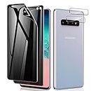 LYWHL [2+2 Pack] for Samsung Galaxy S10 Plus Privacy Screen Protector [Support Fingerprint ID] Anti-Spy Full Adhesive Flexible Film + Camera Lens Glass Protector for Galaxy S10 Plus 6.4”