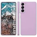 LOXXO® Liquid Silicone Case with Microfiber Cushioning Compatible for Samsung Galaxy S22 Plus 5G Shockproof Slim Back Cover, Gel Rubber Full Body Protection (Forest Green) (Lilac)