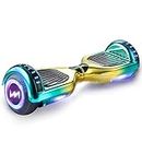 WEELMOTION Chrome Iridescent Lemon Hoverboard with Music Speaker, 6.5" All Terrain Shining Wheels and Vibrating Lights UL2272 Certified self balancing scooter with free hover board bag, with Range up to 8 kms, Chrome Lemon