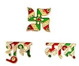P.A.045 Handcrafted Designer Metel Diwali Shubh Labh Swastika for Side Door/Wall Hanging Stickers Home/Office/Mandir Decor [3piece]